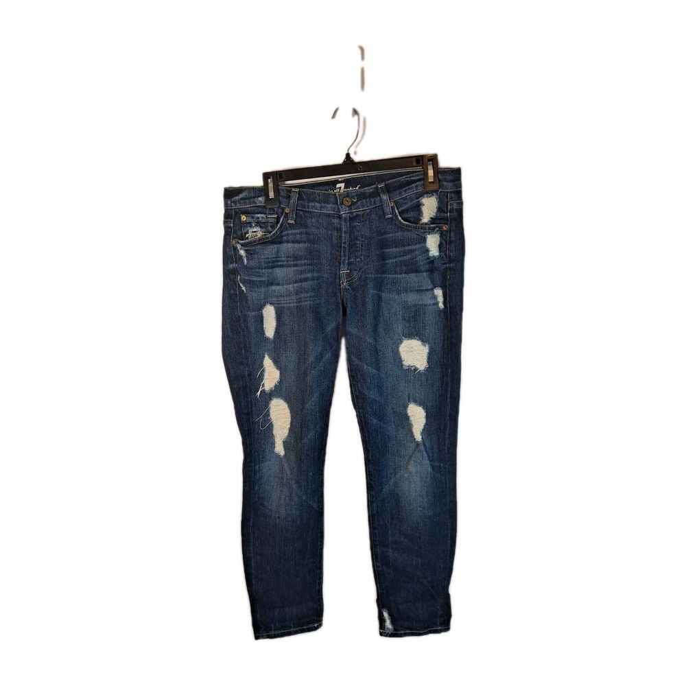 7 For All Mankind Josefina Jeans Sz 27 (33x27) Skinny Boyfriend Button Fly